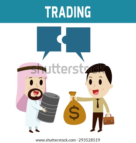 trading. arab businessman dealing with european people\
Concept of business,\
people or Middle Eas, asian, cute character.\
Flat icon modern design style vector illustration concept.