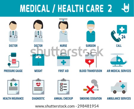 Medical & Health Care, vector flat icons design, health concept, elements design for flyer and website, magazine, banner,illustration
