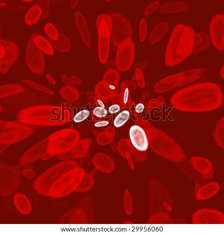 virus between red blood cells