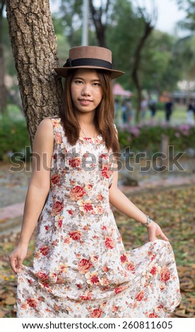 Vintage Girl Dress up in the park