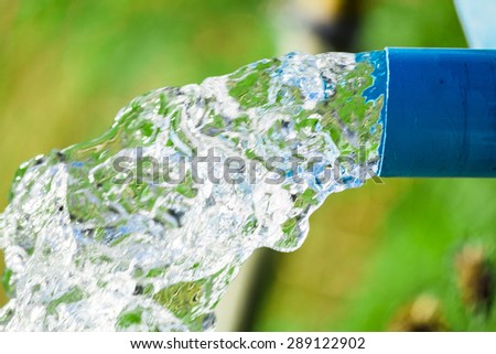 Blue pump pipe water spout rush stream flow equipment agriculturist