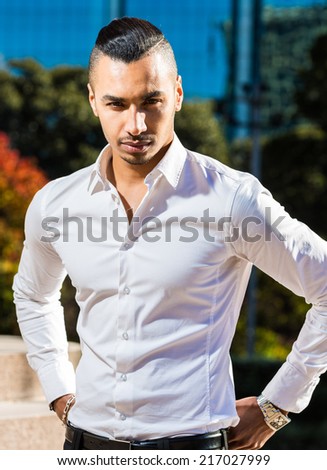 handsome successful man wearing white shirt