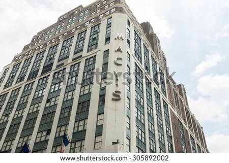 NEW YORK, UNITED STATES - JUNE 20, 2015: Macy's Herald Square is the flagship of Macy's department stores, located on Herald Square in Manhattan, New York City.