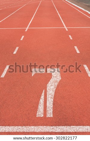 Running track on sport stadium number seven