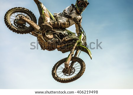Motocross rider in the air