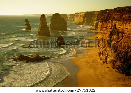 Twelve Apostles, Great Ocean Road, Australia at sunset.