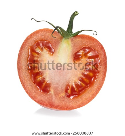 slice of tomato on white background