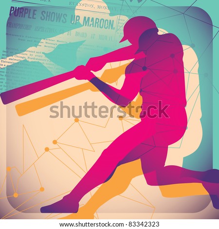 Illustrated baseball poster. Vector illustration.
