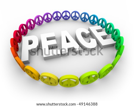 symbols of peace. peace symbols surround the