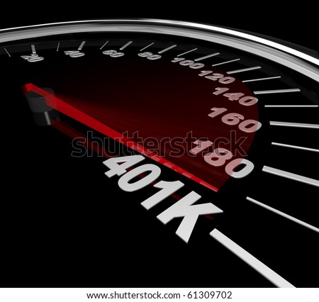 The needle on a speedometer points to the number 401K