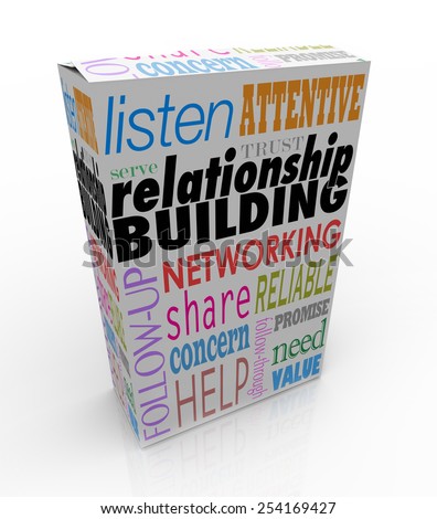Relationship Building words on a product or package to help you grow your business through networking and attracting new customers