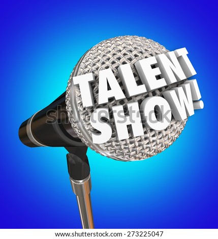 Talent Show words in 3d letters on a microphone to illustrate or advertise a singing competition or event for performance