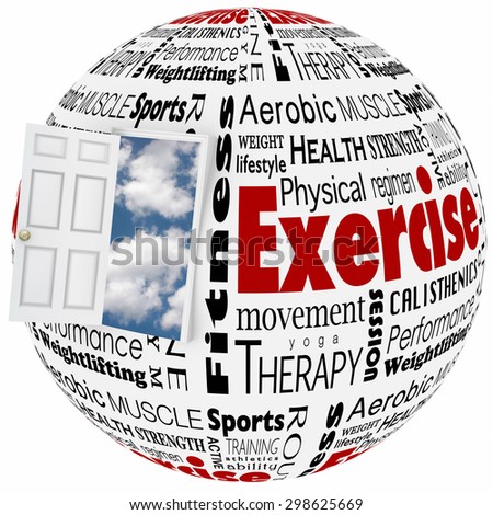 Exercise physical fitness world of active lifestyle opportunity to illustrate healthy therapy through sports, athletics, and other activities at the gym