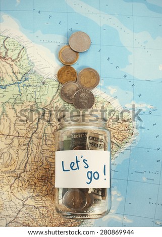 Let\'s travel - vacation budget jar - filtered image