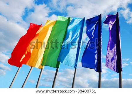 Colored flags waving in the wind