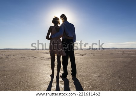 A couple in love at sunset, Salt Lake-Turkey.