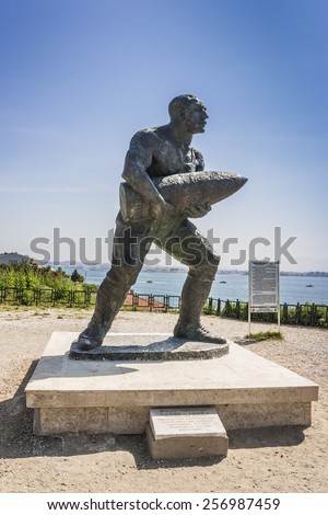 Canakkale, TURKEY - June 01, 2010:Statue of Seyit Onbasi in Canakkale, Turkey