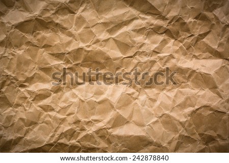 Wrinkled paper texture - brown paper sheet