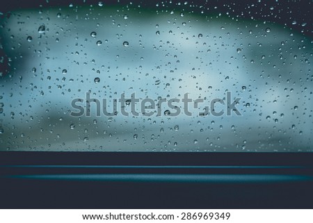 vintage picture tone, drops of rain on car window