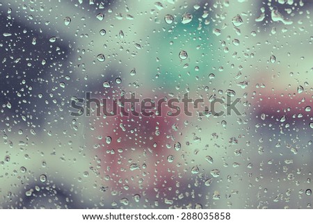 vintage picture tone, drops of rain on car window