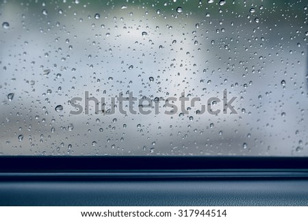 abstract drops of rain on car window