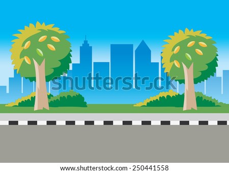 Road and city landscape in summer Road and city landscape in summer