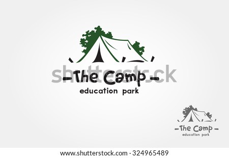 A camp logo design template vector for your design. it\'s good for symbolize of out door activity such a camping, hiking, picnic or it\'s also good for a recreation park logo.