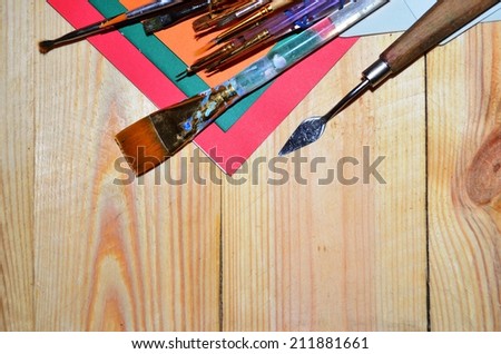 brush for painting on a wooden background