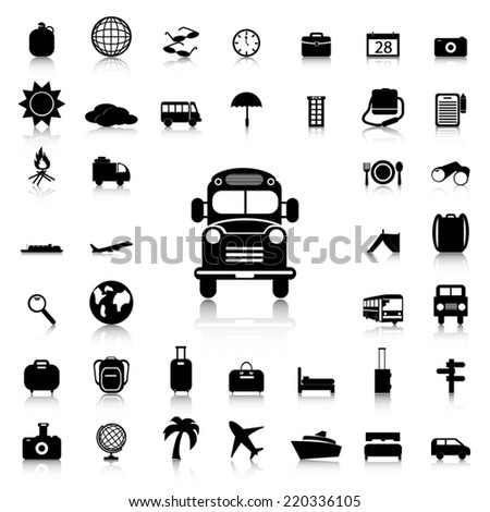 Set of Travel & Tourism  black icons and silhouettes