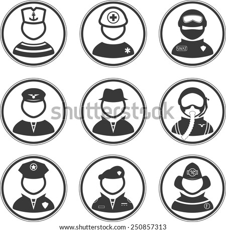 Set of people icons with different professions
