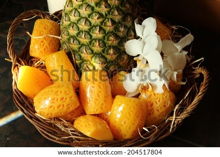 Handmade Natural Fruit Soap in the Basket