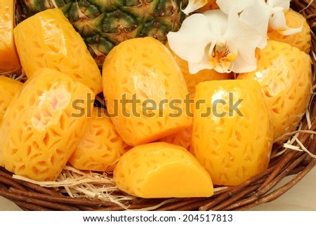 Handmade Natural Fruit Soap Pineapple in the basket