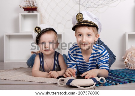 Little sailors travelers, marine style, boys