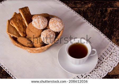 tea with homemade cookies and cakes, retro