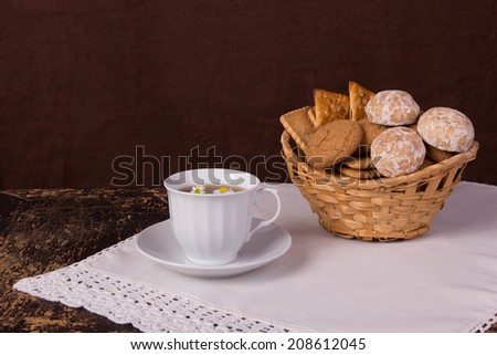 tea with homemade cookies and cakes, retro