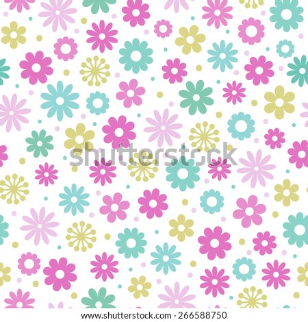 Seamless floral pattern. Colorful flowers, white background.