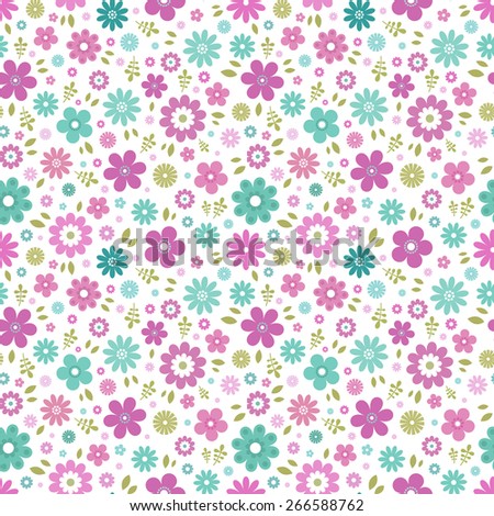 Seamless floral pattern. Colorful flowers, white background.