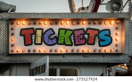 neon ticket sign