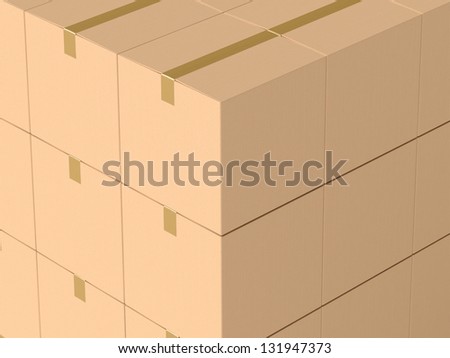 Corrugated boxes closeup