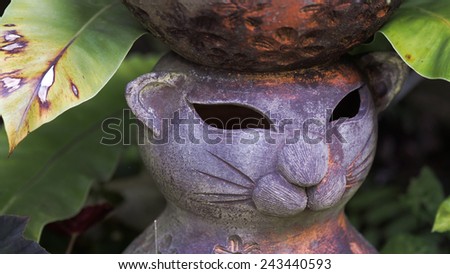 A closeup of a statue  sculpture garden decor