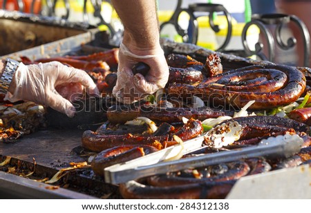 Sausages at a summer outdoor event