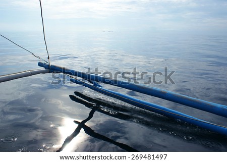 The boat in the open water near Palawan Island in Philippines