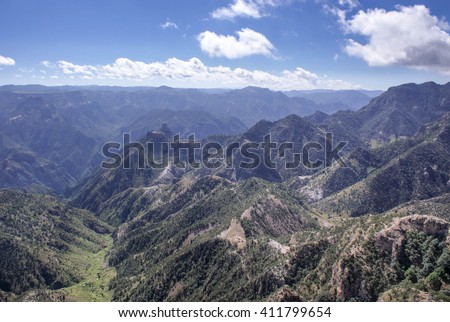 Mountainous landscapes of Copper Canyons in Chihuahua, Mexico