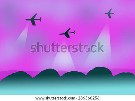 Planes flying in the sky, drawing