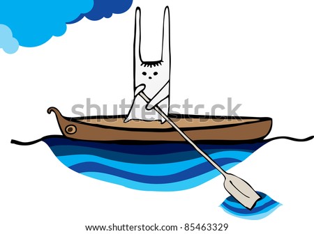 hare sailing canoe vector image
