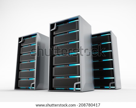 Network servers isolated on white