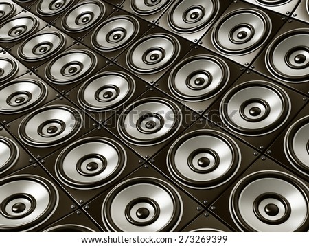 Wall of speakers horizontal view