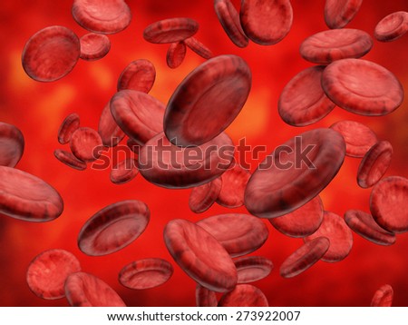 Red blood cells flowing inside the vein