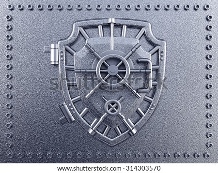 Metal vaulted door with shield shape