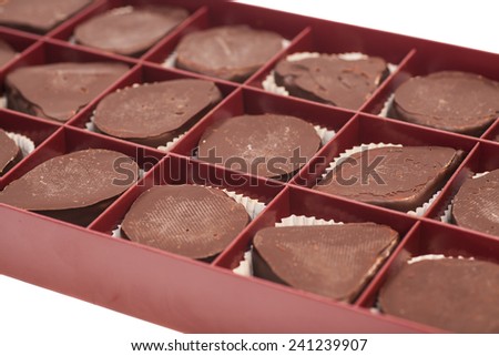 Box of sweet chocolate candies